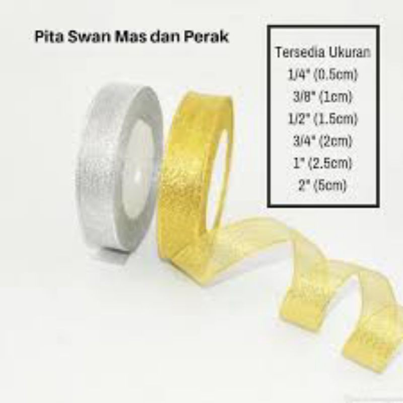 

Pita Swan 1/2"/Pita Gliter 1,5cm/Pita Kado/Pembungkus Kado