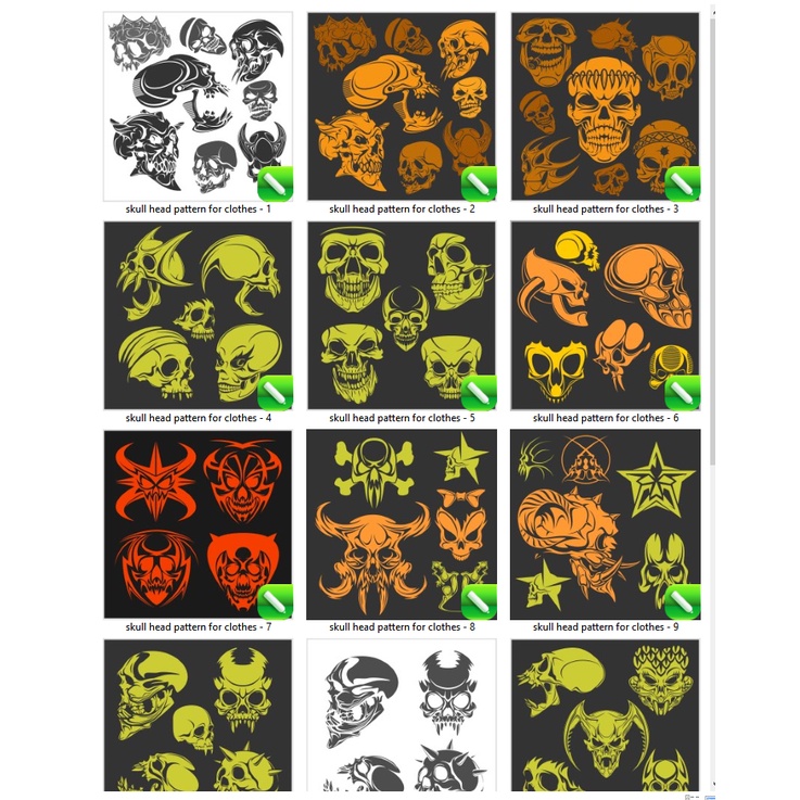 Skull Head Pattern for Clothes T-Shirt For CorelDraw