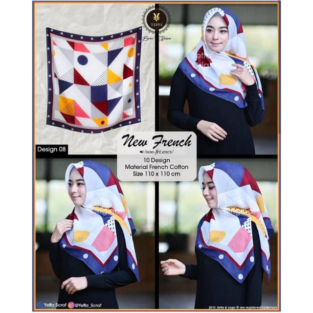 Hijab Segi Empat Motif Yeffa New French New Motif