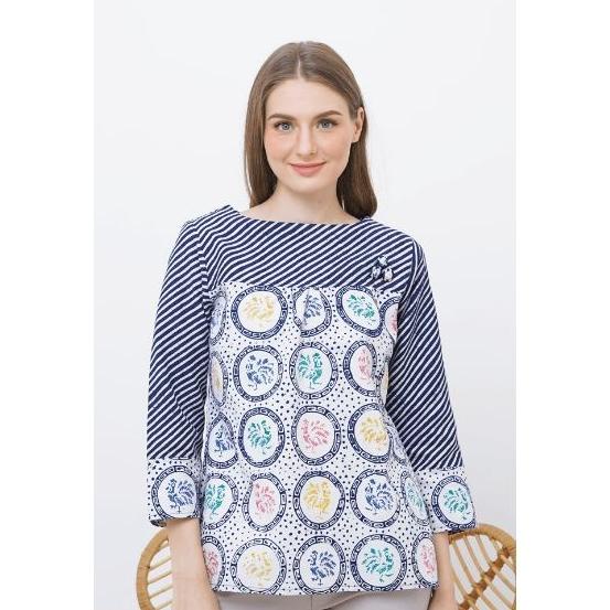 Katrina Dobi T0553,Baju atasan blouse batik wanita modern nona rara