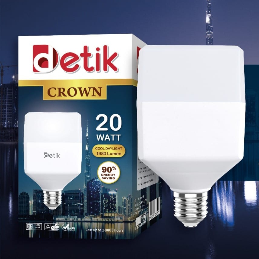 Detik Crown Lampu LED Bulb Kotak 20 Watt - Cahaya Putih