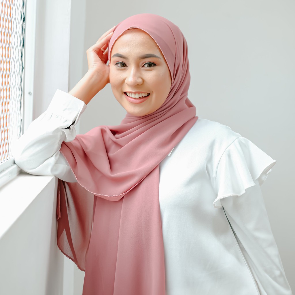 Lozy Hijab - Embroidery Signature Shawl Series 2 ( Pashmina Bordir Lozy x Hamidah )-Rose