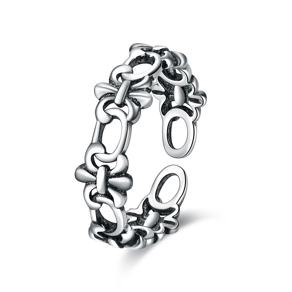 cincin perak 925 asli untuk wanita/Cincin yang Dapat Disesuaikan Perhiasan Retro Kepribadian Sederhana