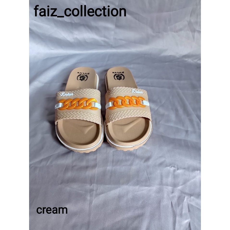 Sandal Selop Wanita Motif Rantai Dulux , Bahan Karet