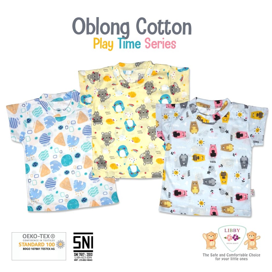 LIBBY 1Pcs Oblong Pendek Rib Bayi/Baby Motif S,M,L,2L,XL,XXL /6m - 4y | Perlengkapan Bayi /Baju Bayi