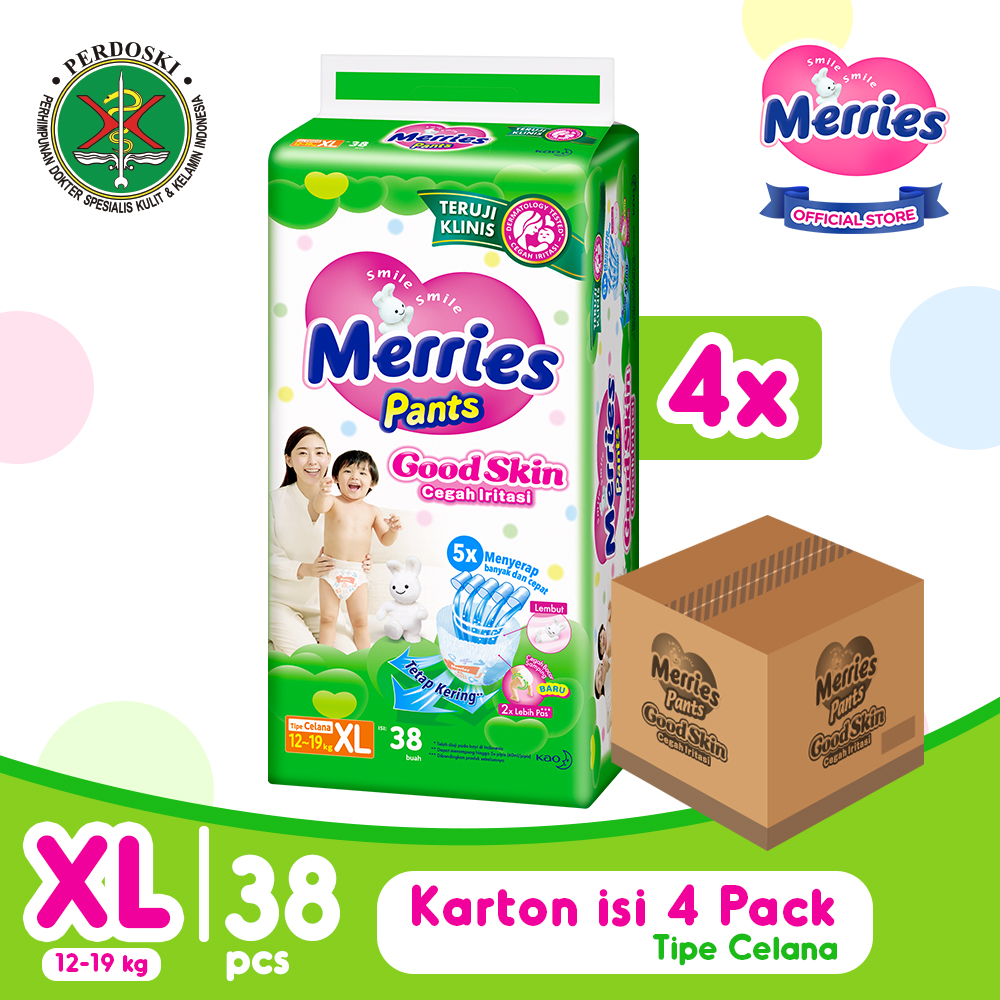 Promo Harga Merries Pants Good Skin XL38 38 pcs - Shopee