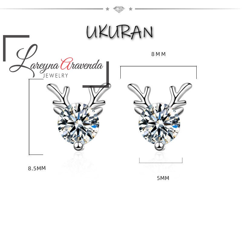 Lareyna Aravenda Anting Wanita Silver S925 Deer Diamond Earrings AT019