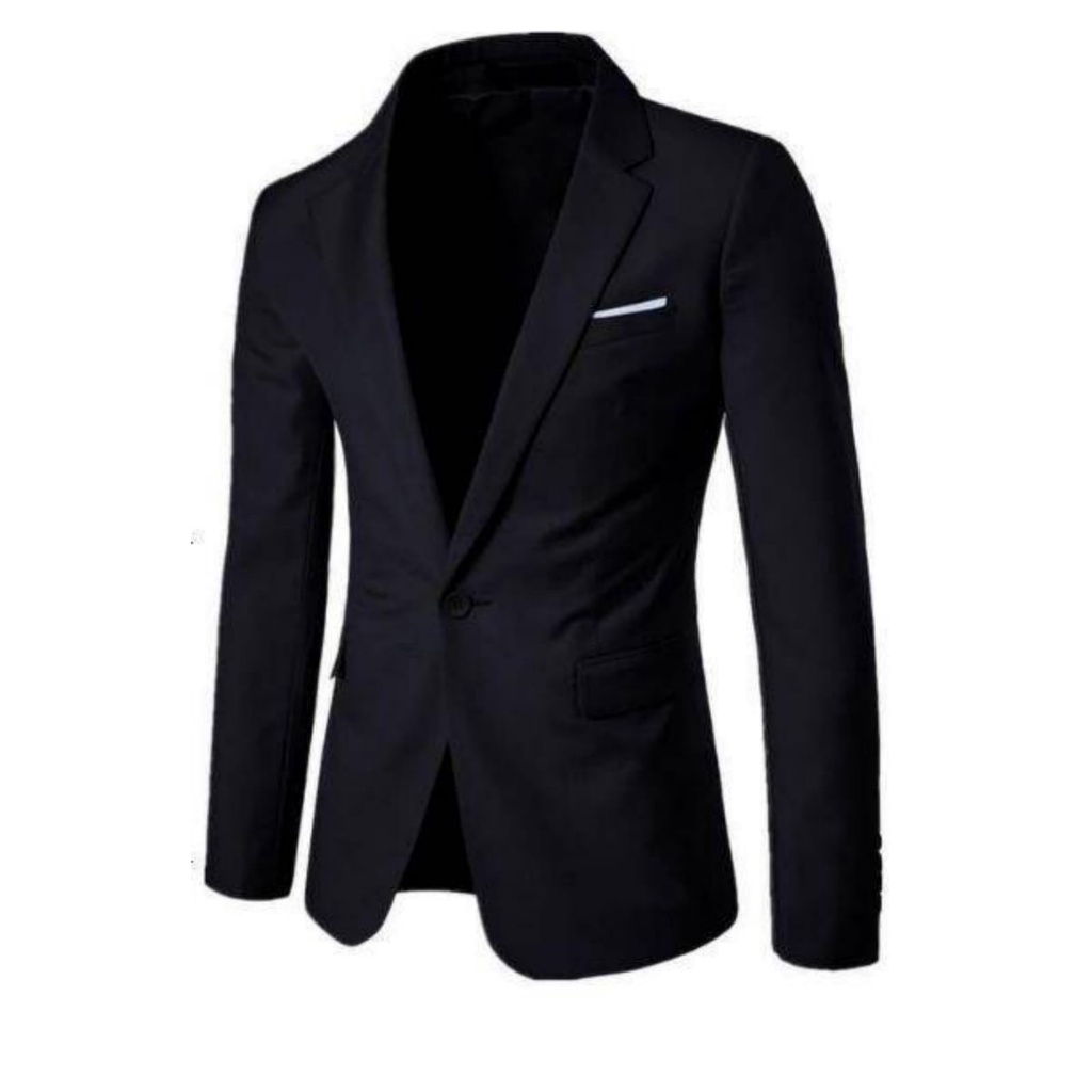 SETELAN JAS PRIA/ setelan jas hitam list putih dan celana slimfit formal stelan jas hitam pria