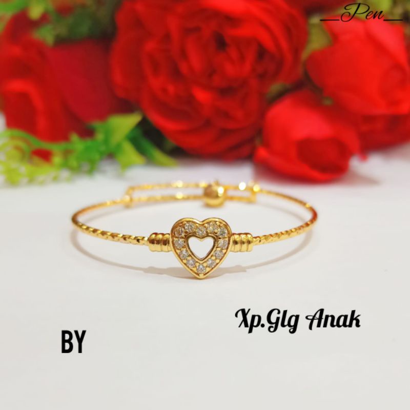 Gelang TITANIUM Anak Krincing Gold Varian motif gold tidak karat (COD)