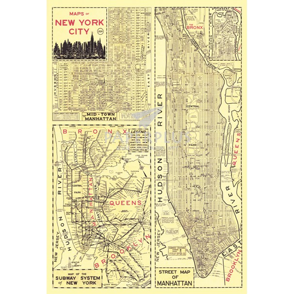 

KERTAS KADO VINTAGE MAP OF NEW YORK CITY