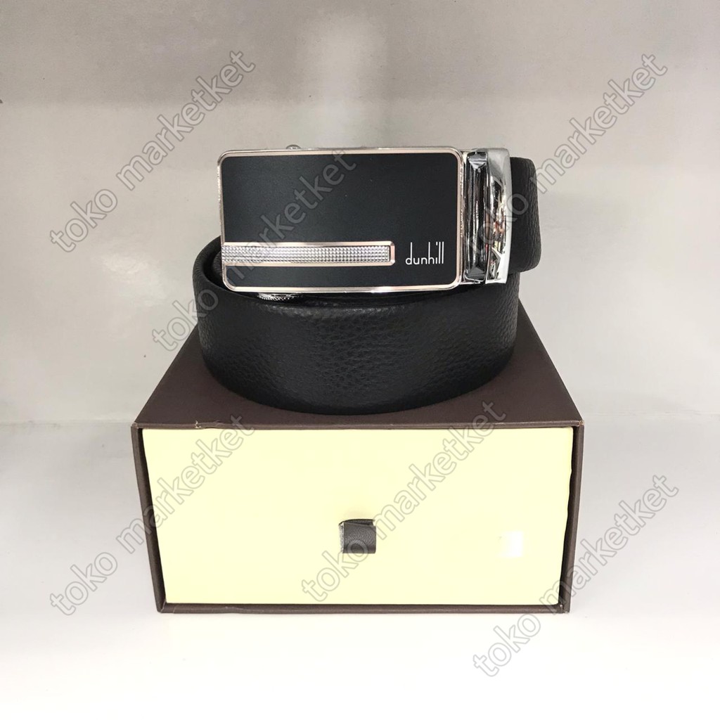 Belt Pria Import Warna Hitam Bahan Kulit Asli Model Rail Fashion Cowok Branded JAKARTA READY COD