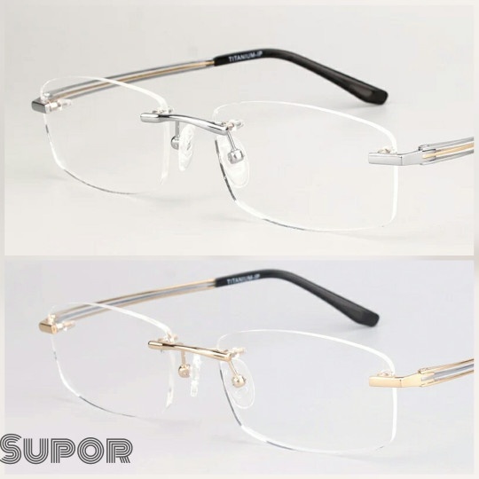 Kacamata Minus Pria - Frame Kacamata Frameless Fl6 Kaca Mata Minus Plus Pria Wanita Rimles