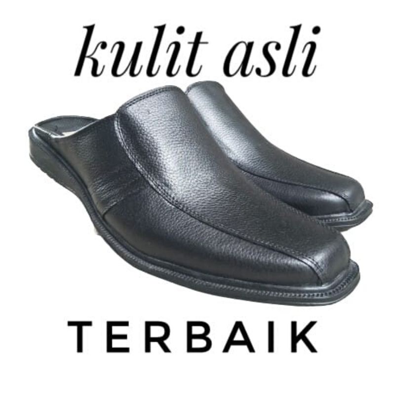 Sandal sepatu selop kulit