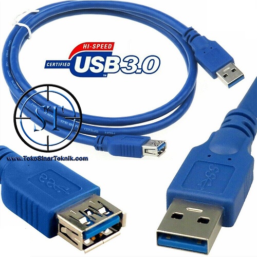 Kabel Ekstension USB 3.0 @1.5M Male Ke Female Socket Konektor Extension Extensi Sambungan Cable High Speed Lead Cord 1.5 Meter