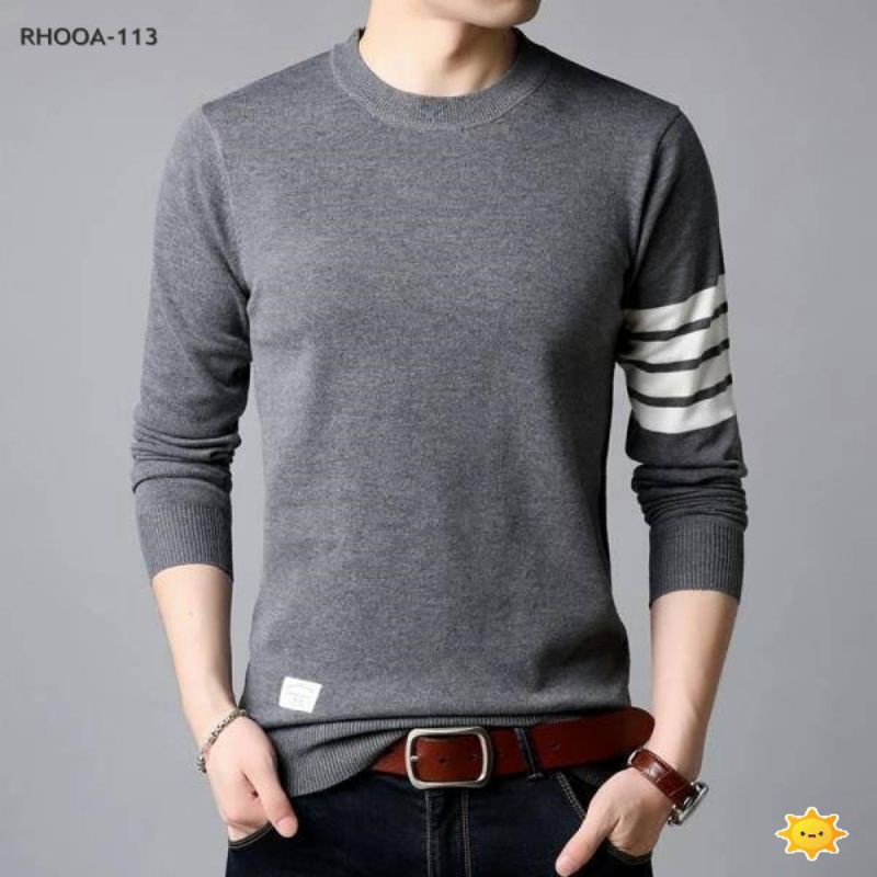 Sweater//Rajut//Pria//Sweater//Lengan//Strip