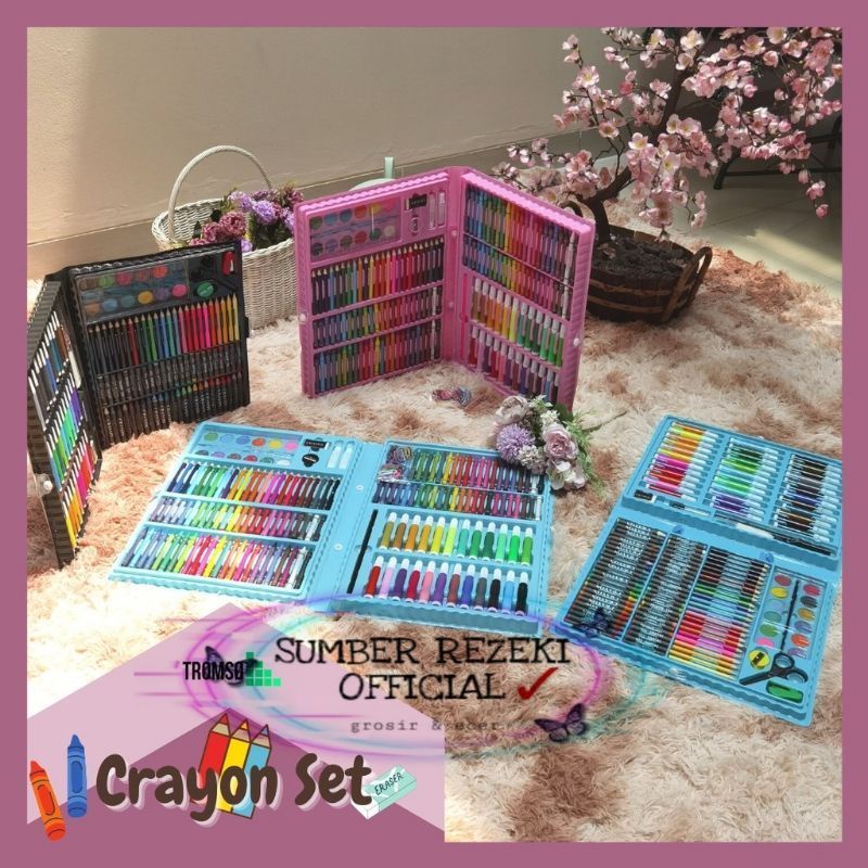 

[SR] Artset 150pc Crayon krayon / oil pastel Crayon Set / Art Set / Peralatan Gambar Lukis isi 150 Alat Lukis Cat Warna Cat Air