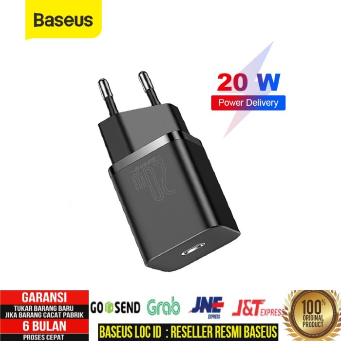 Baseus Kepala Charger Super Si Quick Charger Type C PD 20W iPhone 12