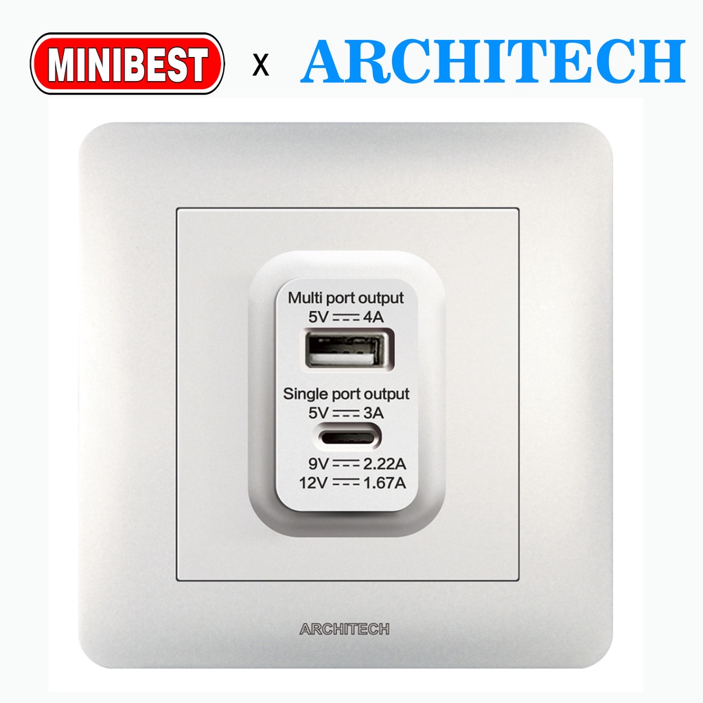 MINIBEST ARCHITECH INFINITY WHITE / SAKLAR USB / STOP KONTAK COLOKAN A63 NEW 2.3