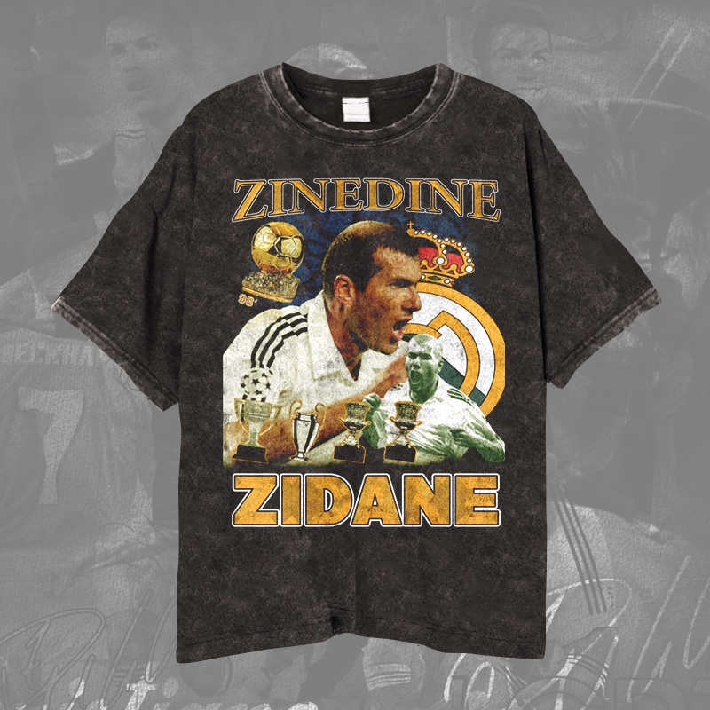 Real Madrid ZINEDINE ZIDANE T-shirt/Kaos Bola Vintage Wash  ZINEDINE ZIDANE Legend Of France Unisex