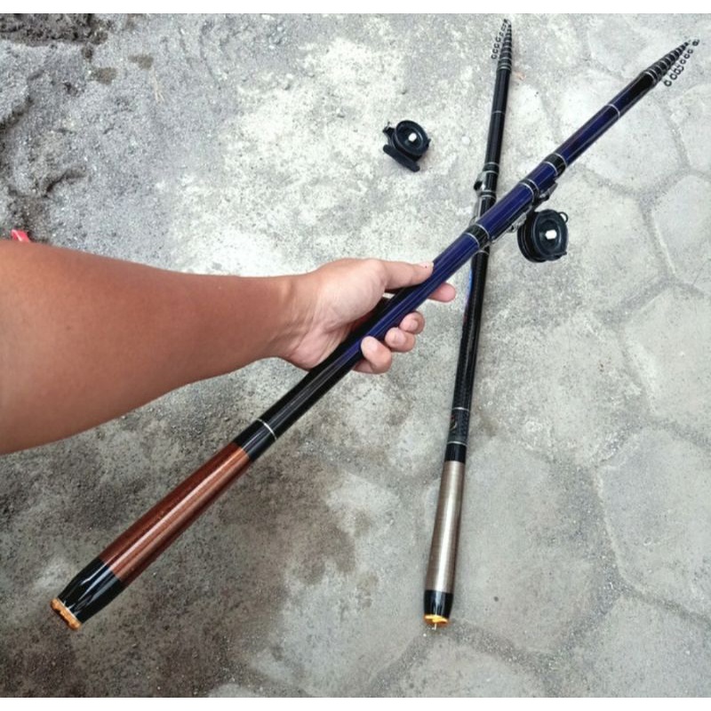 tersedia joran tegek 540 custom kolongan full carbon karbon + bonus rel original