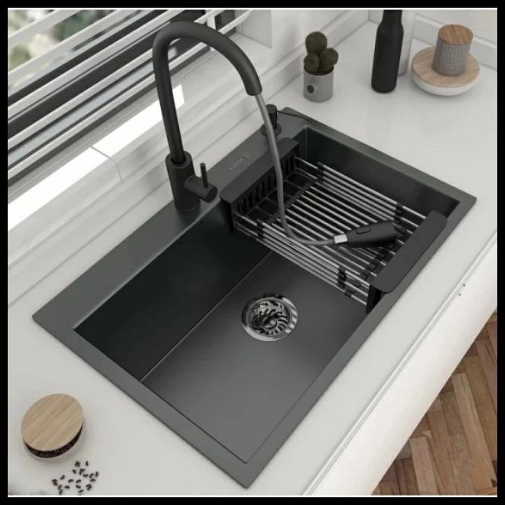 paket kitchen sink hitam jkm onan gh  6045 black original komplit