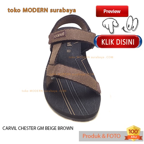 CARVIL CHESTER GM BEIGE / BROWN sandal pria casual sandal gunung slide