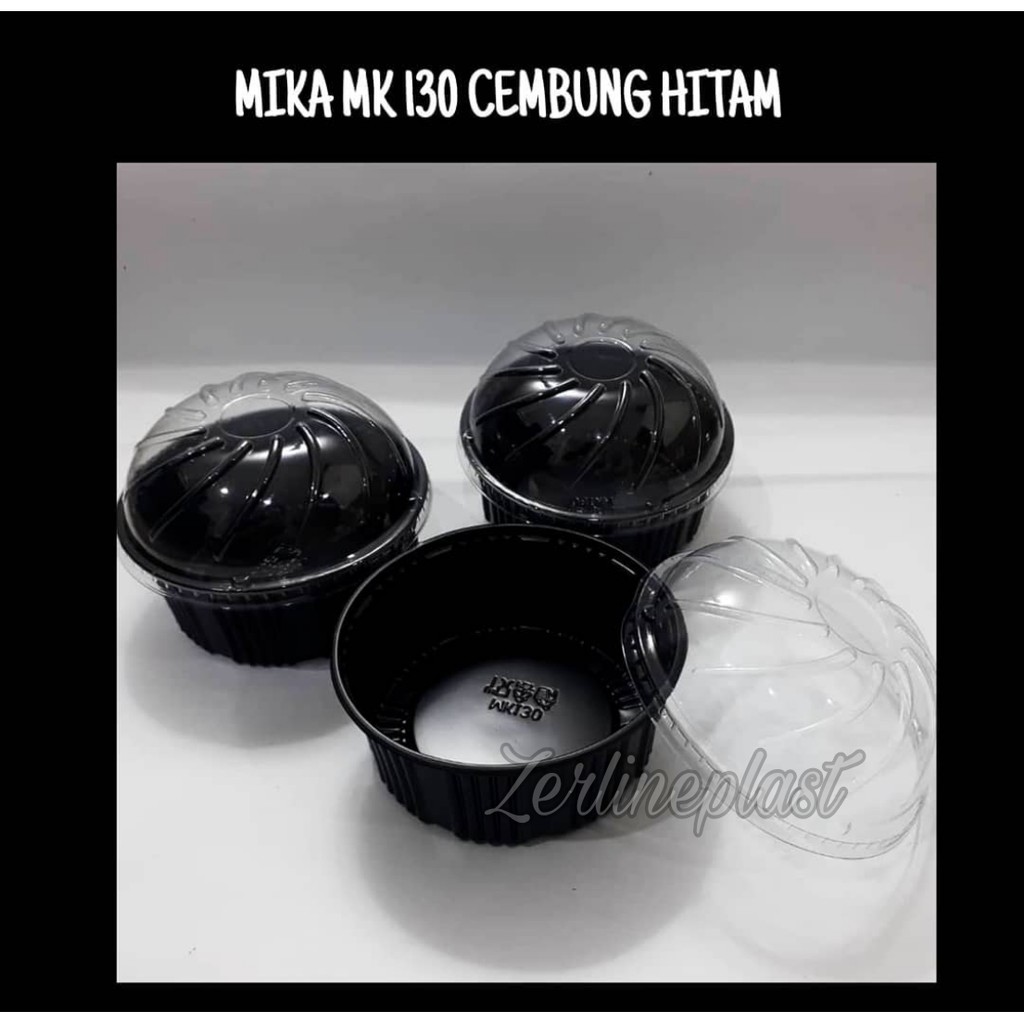 Mika Bento Cembung / Mangkok Plastik @50pcs - MK130 Hitam