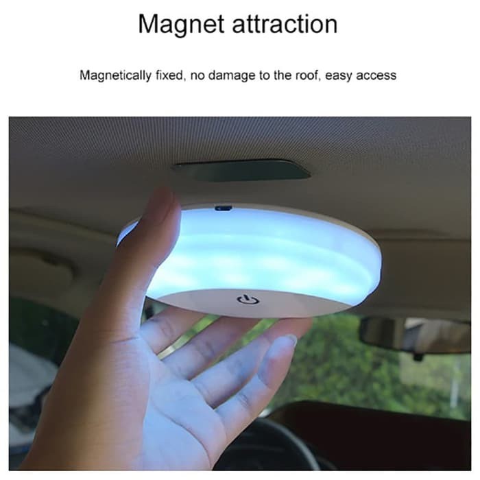 Lampu Plafon LED UFO Touch Putih Biru Magnet Interior Lemari O582