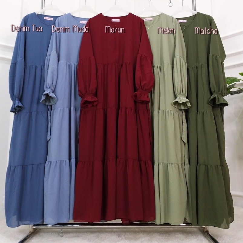 Gamis Ceruty Babydoll Terbaru / Long Dress Muslim / Gamis Polos Model Terbaru / Gamis Basic Ori Zafi