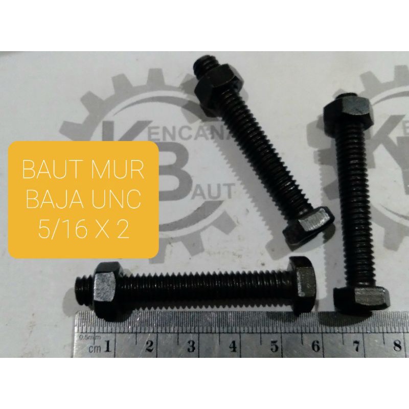 BAUT BAJA UNC 5/16 X 2" / BAUT HITAM NC 5/16 X 2" KUNCI 12 PANJANG 5 CM