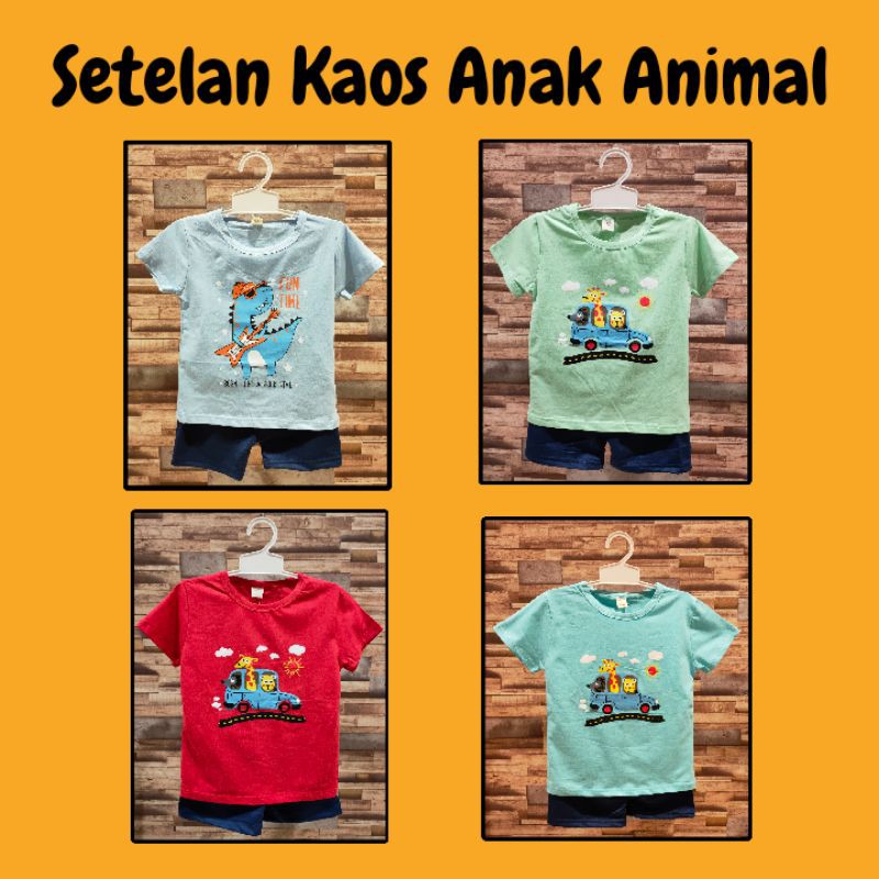 GROSIR SETELAN BAJU KAOS ANAK LAKI-LAKI MEDAN MURAH SETELAN ANIMAL