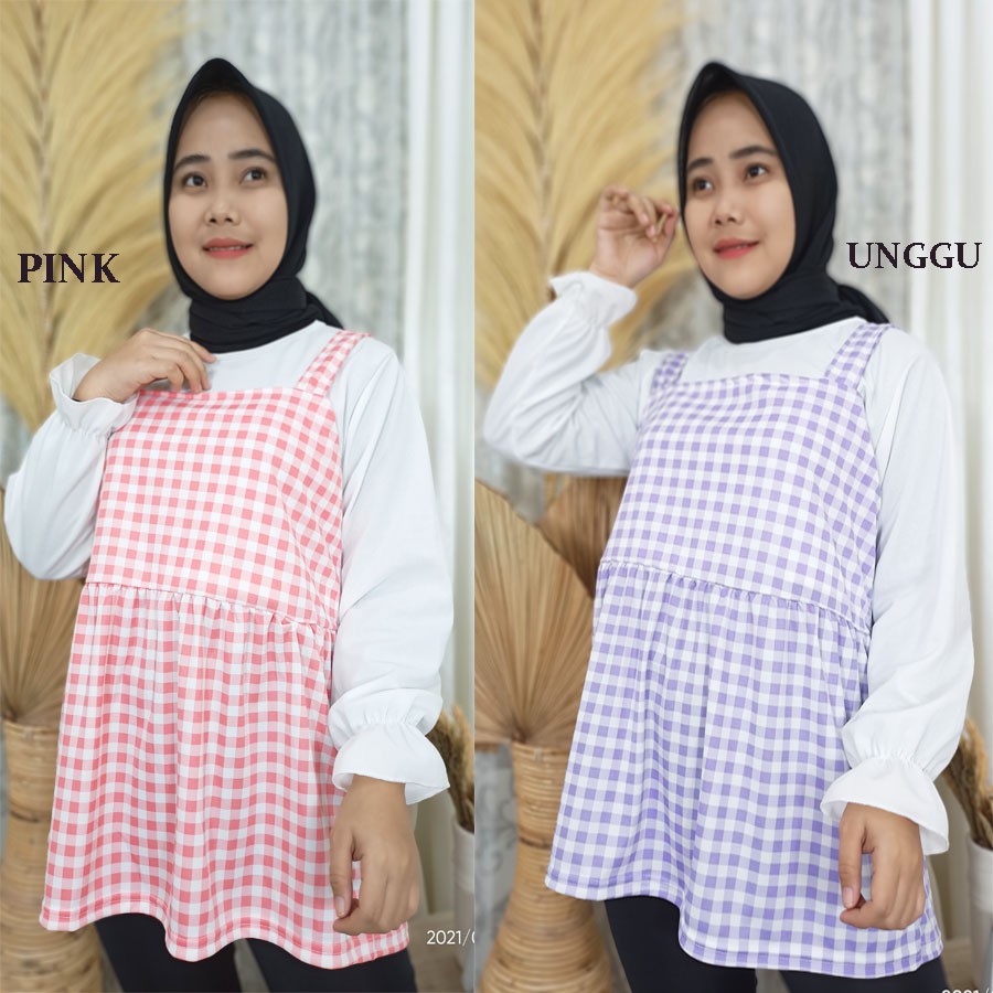 CARLINA MIDI OVERALL KOTAK DAPAT INNER BAJU WANITA