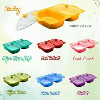 L.Maryanne Wadah Saji Double Melamin Buffet Set Double Ungu Pink Kuning Tosca Tos
