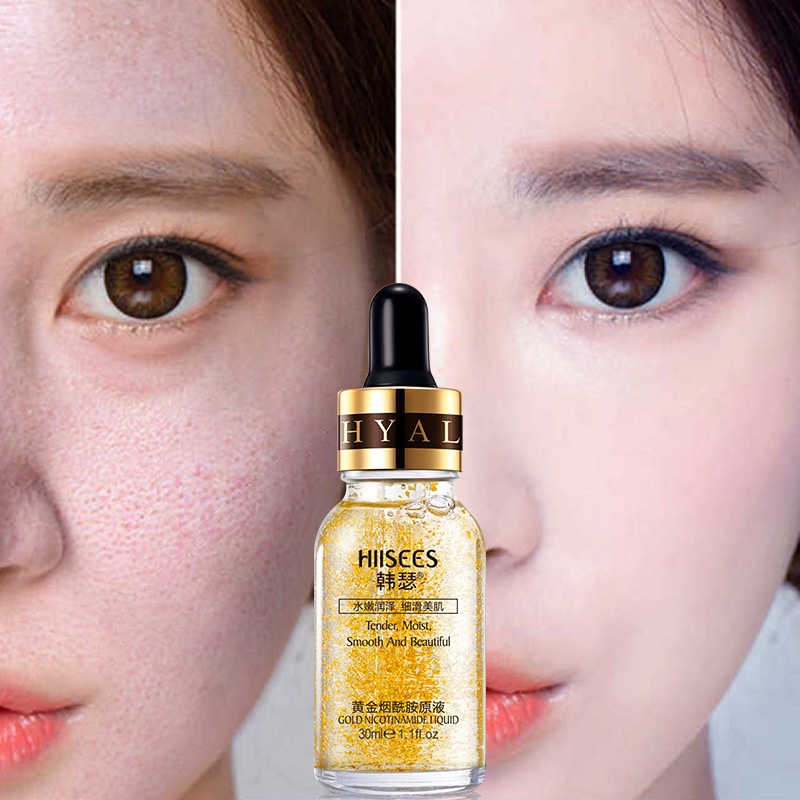 [COD] Hiisees serum 24K Gold Skincare Essence Hyaluronic Acid+Niacinamide perawatan wajah pemutih wa
