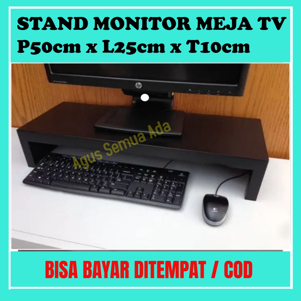 Stand Monitor Rak Meja Laptop TV Kayu Murah Keren P50cm x L25cm x T10cm Penyangga Leptop Aksesoris K