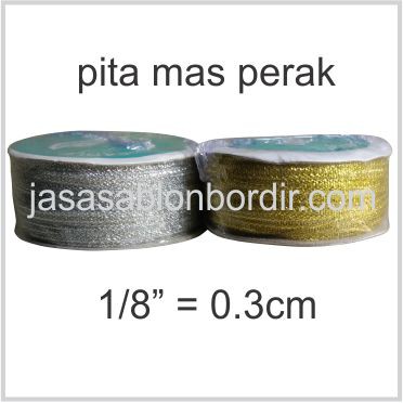 Pita Emas Perak Glitter 1/8 inch atau 0.3cm