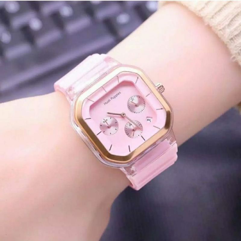 Hushpuppiesh (Terima Cod)Jam Tangan Wanita Jam Tangan Keren Sergi Chrono 3 Tanggal Aktif Rubber