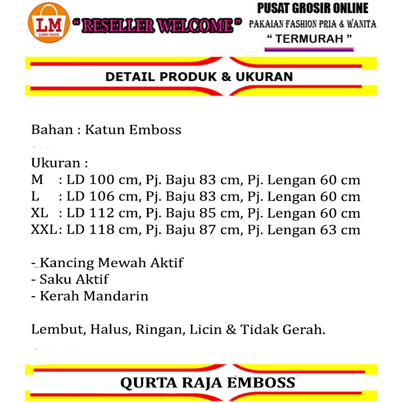 TERMURAH TERLARIS [ COD &amp; Gratis Ongkir ] Baju Muslimin Pria Jumbo QURTA RAJA EMBOSS Lengan Panjang TERBARU LMS 26139 26141 26143 26145