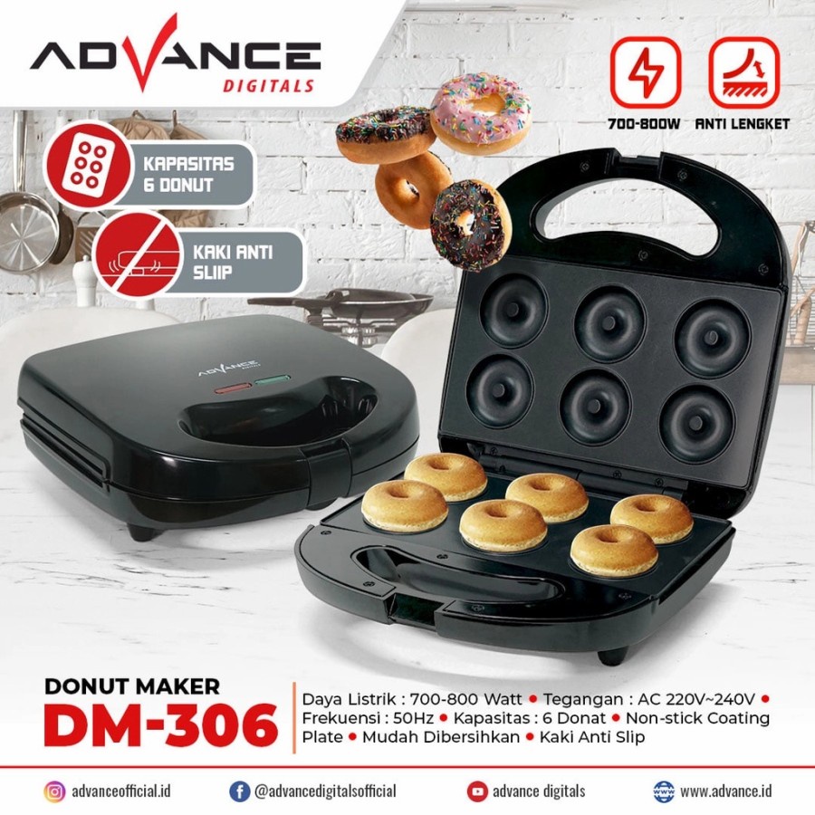 Advance DM306 Donut Maker Teflon Alat Mesin Cetakan Kue Donat Listrik