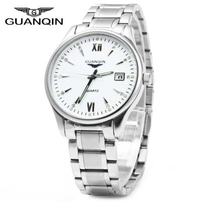 Import Terbaru Jam Tangan Pria GUANQIN Male Calendar Rhinestone Quartz Watch with Luminous Pointers