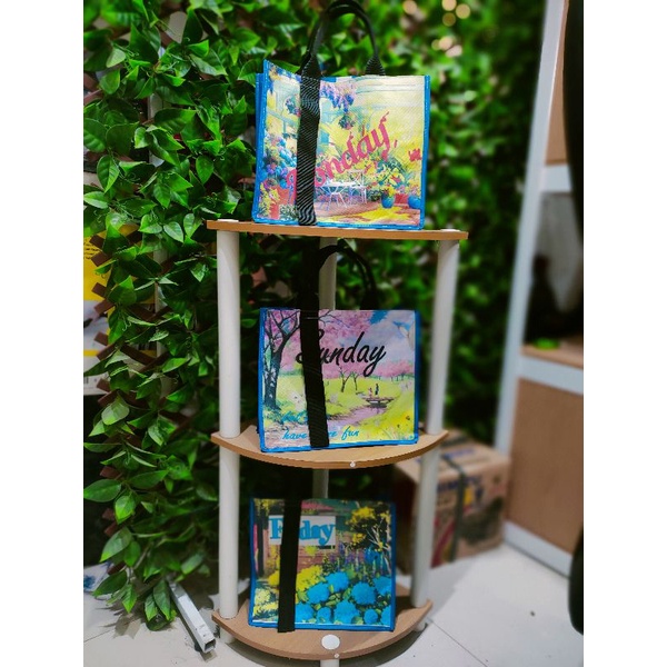 tas jinjing totebag bahan kanvas waterproof print day nama hari abstrak model tali kekinian