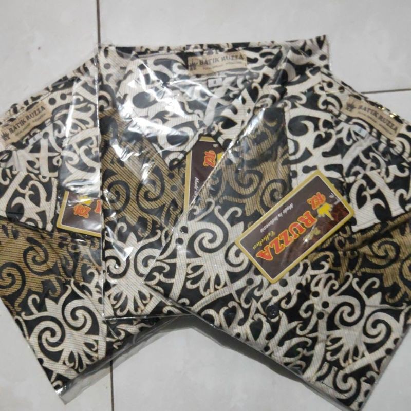 RUZZA Batik Anak Ukuran 0-15 Tahun Kemeja Motif Azmat Putih Tulang