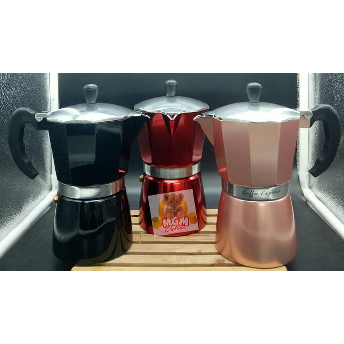 Moka Pot Alumunium Warna 6Cup / Espresso Maker 6Cups segi10 2366