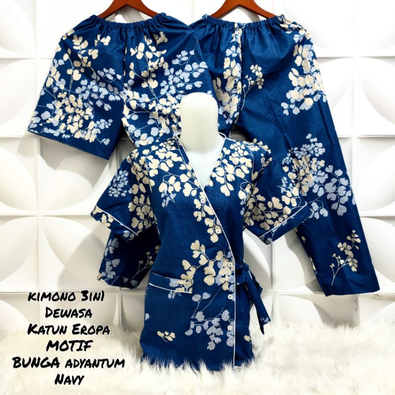 Piyama dewasa Kimono 3in1 Motif Bunga L/XL/XXL