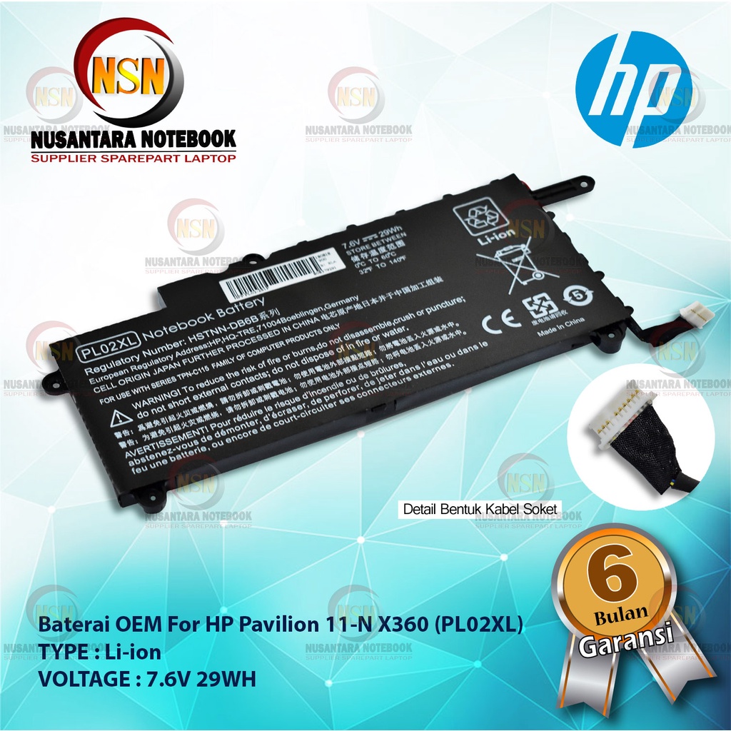 Baterai ORIGINAL HP PAVILION 11-N102TU X360 PL02XL HSTNN-LB6B