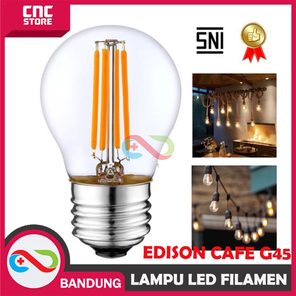 LAMPU LED FILAMEN 4 WATT BOHLAM PIJAR, EDISON CAFE G45 ST64 KACABENING WARM