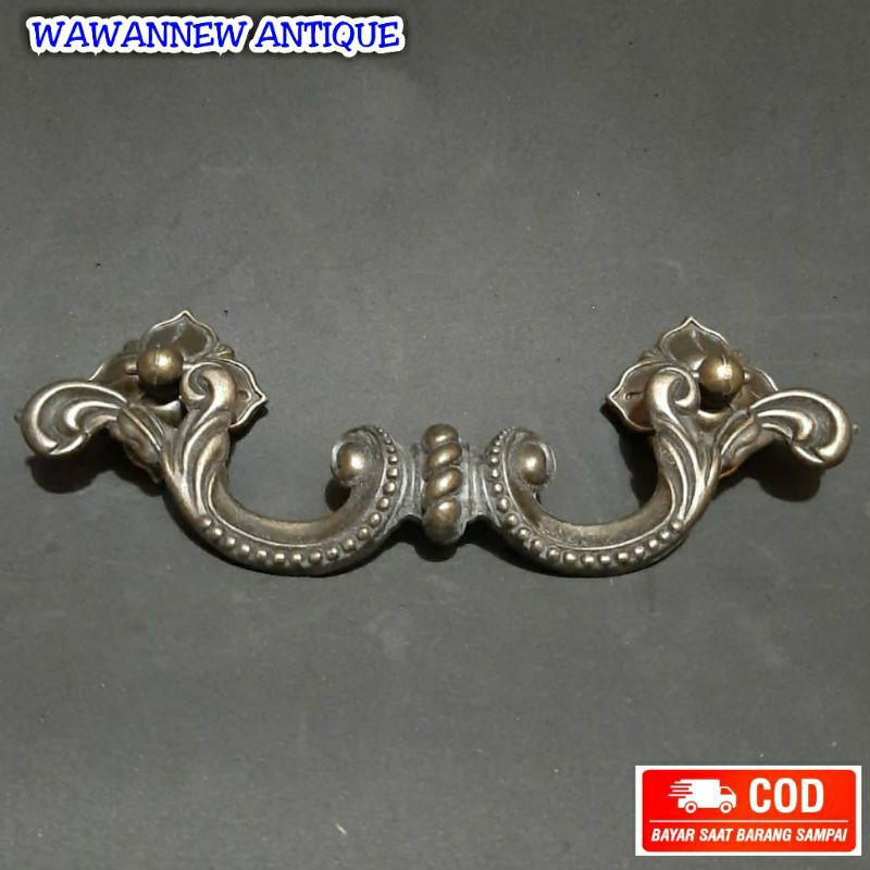 Handle / Tarikan Laci Lemari Pintu Rumah Kuningan Antik Murah Motif Ukir 019