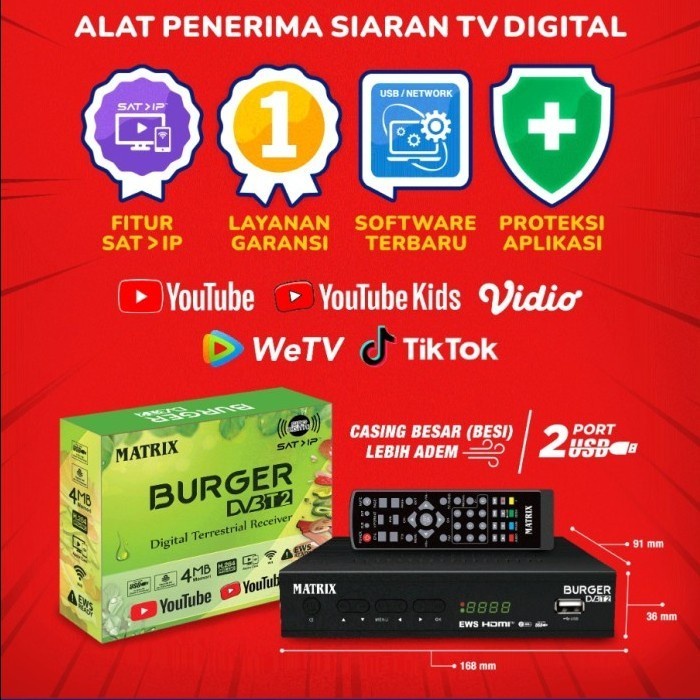 Promo Set Top Box TV Digital Matrix Burger Hijau DVBT2