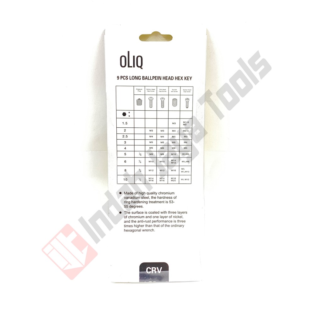 OLIQ HEX Kunci L Set 9 Pcs Ballpoint Long Panjang - Hex Key Set