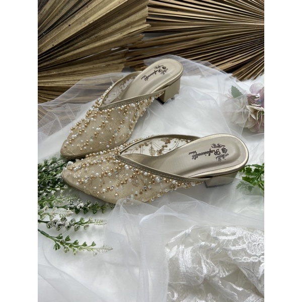 RAFAIZOUTFIT SEPATU wedding shoes -sepatu wanita YESIKA gold tinggi 5cm tahu